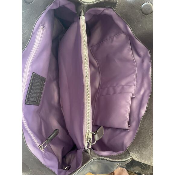 COACH Mia/garnet gray Pleated Leather Carryall Shoulder Bag 13924 - Picture 7 of 8